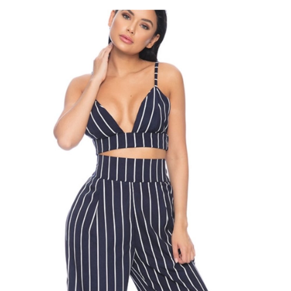 FEMME Striped Crop Top - Size S